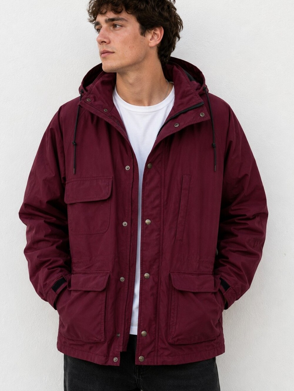 Vintage Eddie Bauer Burgundy Hooded Outdoor Jacket Men’s XL